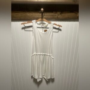 POL white oversized tank top with crochet lace trim sz S nwt